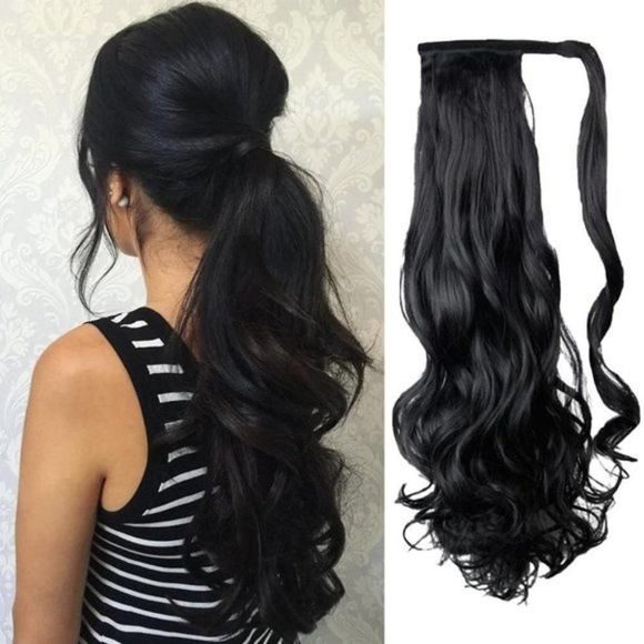 Ponytail Extensions Long, 20 Inch, Black - Picture 1 of 9
